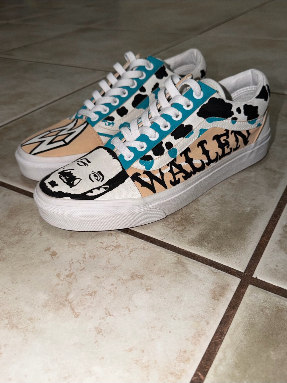 One-of-a-Kind Custom Morgan Wallen Vans Hand Painted Western Style W 9.5 / M 8